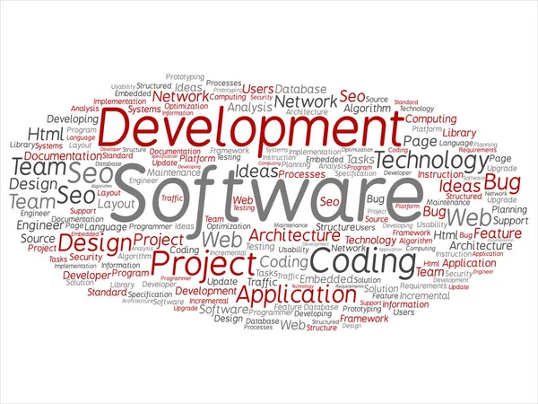 ソフトウェア開発の単語雲 — ストックベクタ