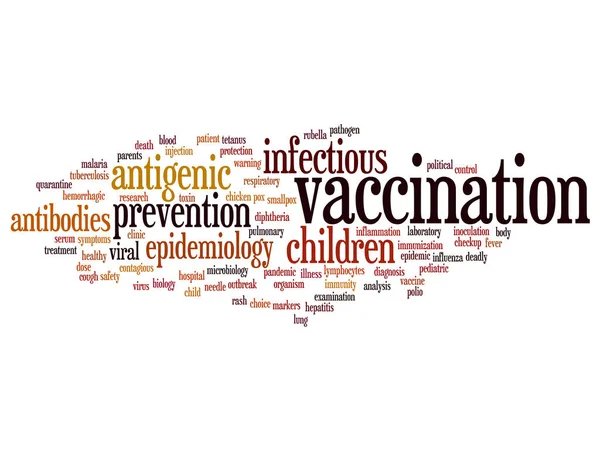 Vacunación infantil palabra nube — Vector de stock