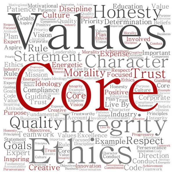 Core values concept word cloud — Stock Vector