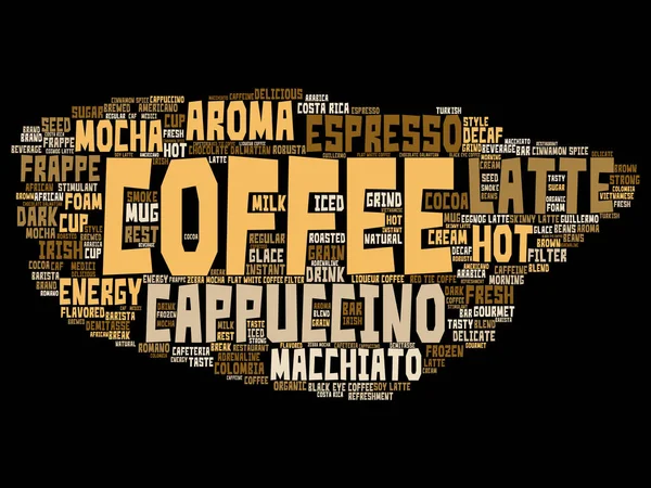 Hett kaffe word cloud — Stock vektor