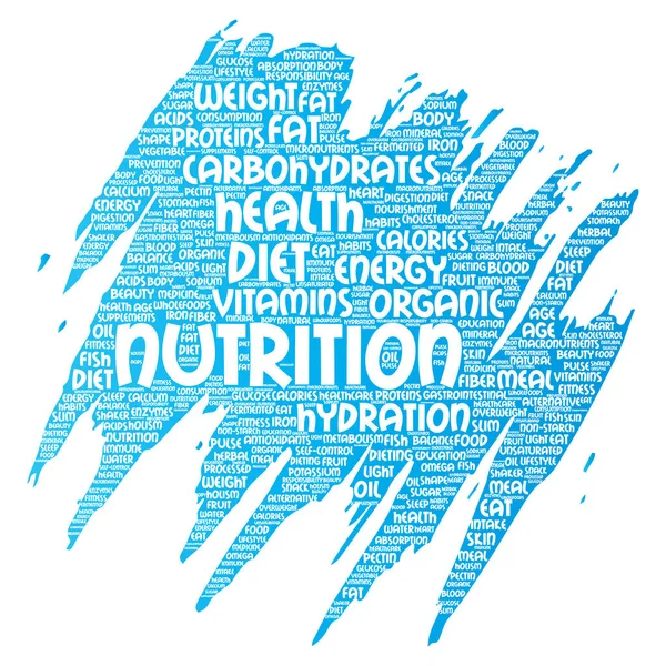 Healthy living and nutrition word cloud — Stock Vector