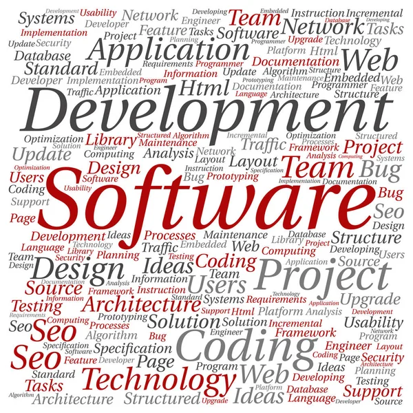 Software ontwikkeling word cloud — Stockvector