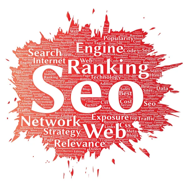 Search engine optimalisatie word cloud — Stockvector