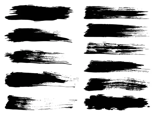 Collection de traits de peinture noir grunge — Image vectorielle