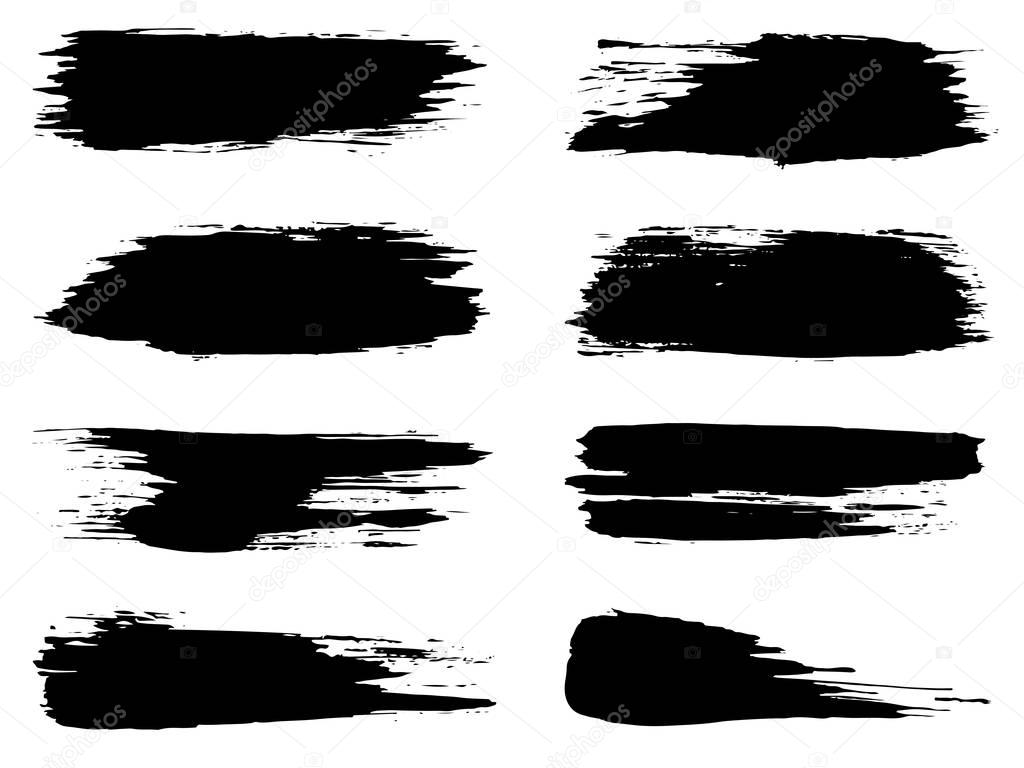 Collection of grungy black paint strokes