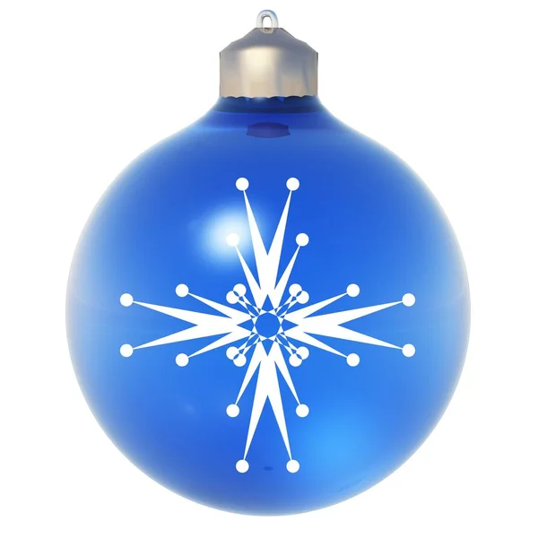 Nagy felbontású fogalmi 3d kék karácsonyi dísz egy hópehely, mint egy sztár elszigetelt fehér background, ideális a nyaralás, a vallás és a szezonális tervez-val — Stock Fotó