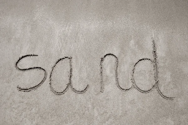 沙滩手写沙子在热带海滩 — 图库照片