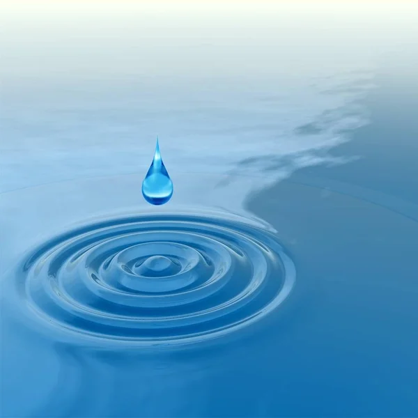 Kapka vody do vodní hladiny — Stock fotografie