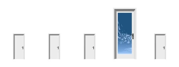 Концептуальні Двері Поспіль Різними Ідеально Підходить Концептуальних Дизайнів — стокове фото