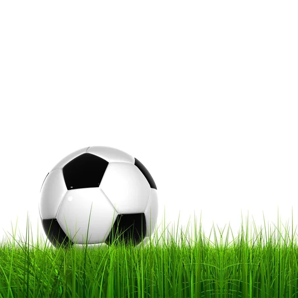 Green Fresh Grass Soccer Ball Horizon Isolated White Background Sport — Stock Photo, Image