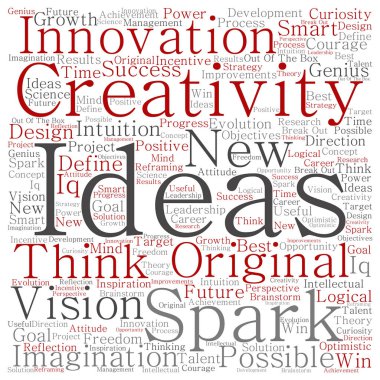 Yaratıcı fikirler veya beyin fırtınası kare kelime bulutu