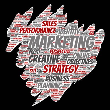 Kavramsal kalkınma iş pazarlama hedef boya fırça kağıt sözcük vektör izole arka plan bulut. Kolaj reklam, strateji, promosyon marka, değer, performans planlama veya meydan okuma