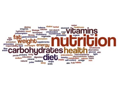 Beslenme Sağlık ya da diyet yuvarlak kelime bulutu