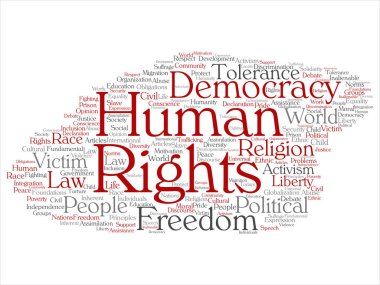 Kavramsal insan hakları kelime bulutu, vektör, illüstrasyon