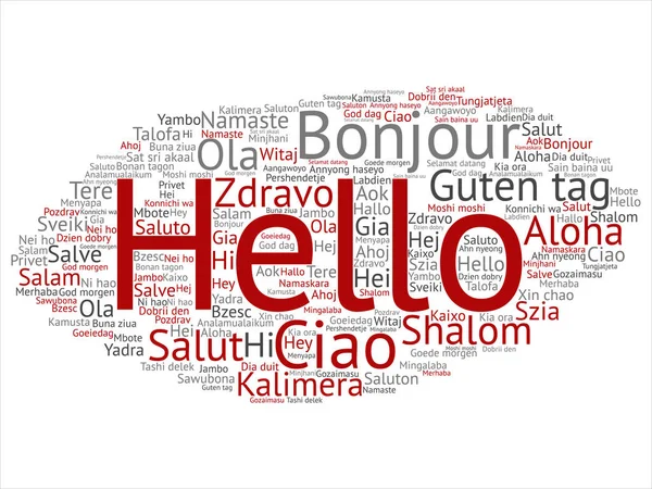 Hej internationella abstrakt word cloud — Stock vektor