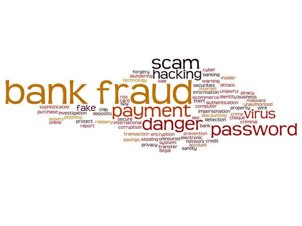 Bankovní podvody platby podvod nebezpečí abstraktní slovo mrak — Stockový vektor