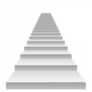 Beyaz arka plan üzerinde iş kavramı izole kavramsal 3d beyaz merdiven beton 