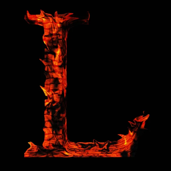 Brandende vuur lettertype onderdeel — Stockfoto