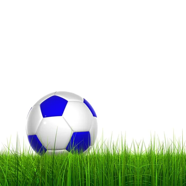 Green Fresh Grass Soccer Ball Horizon Isolated White Background Sport — Stock Photo, Image