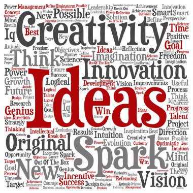 Yaratıcı fikirler veya beyin fırtınası kare kelime bulutu