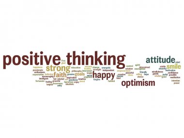 Pozitif düşünme, mutlu güçlü tutum soyut kelime bulutu