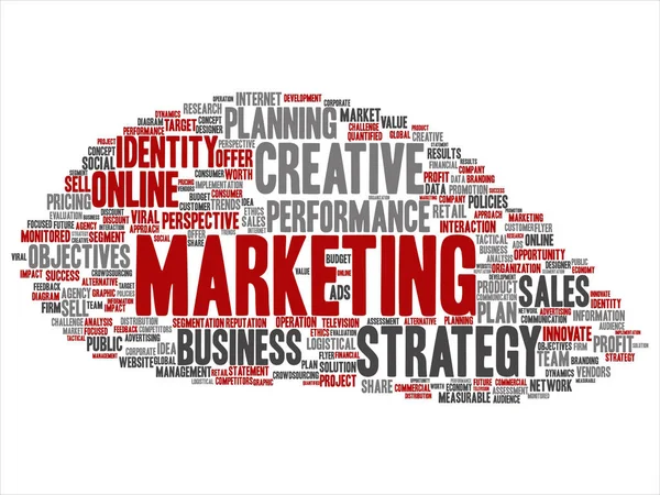 Obiettivo di marketing business turno nube di parola — Vettoriale Stock