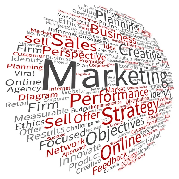 Business marketing alvo rodada nuvem de palavras — Vetor de Stock