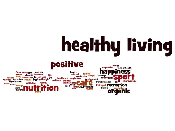 Healthy living positive nutrition or sport abstract word cloud — Stock Vector