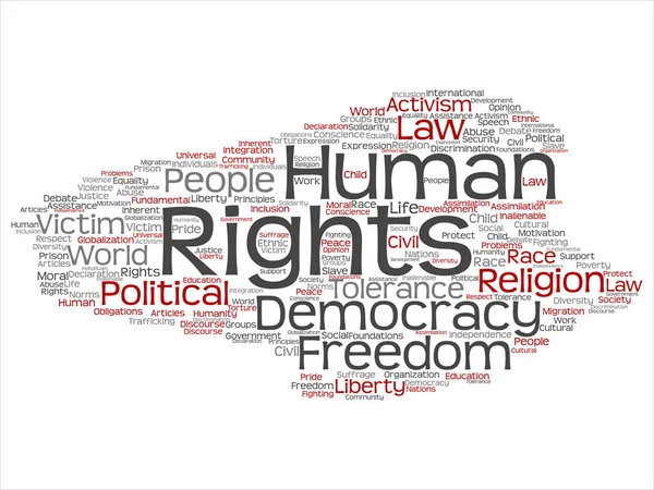 Menschenrechte, politische Freiheit oder Demokratie rund um die Wortwolke — Stockvektor