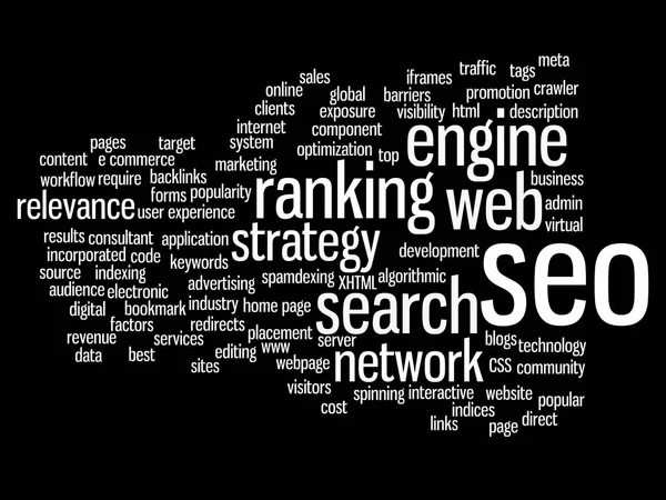 Optimización de motores de búsqueda, SEO abstract word cloud — Vector de stock