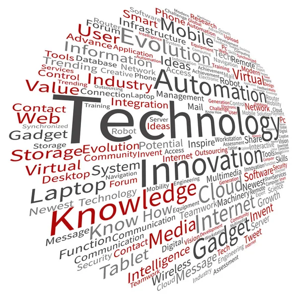 Tecnología inteligente digital, nube de palabras redondas de medios — Archivo Imágenes Vectoriales