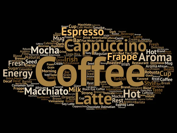 Café caliente expreso palabra abstracta nube aislada — Archivo Imágenes Vectoriales