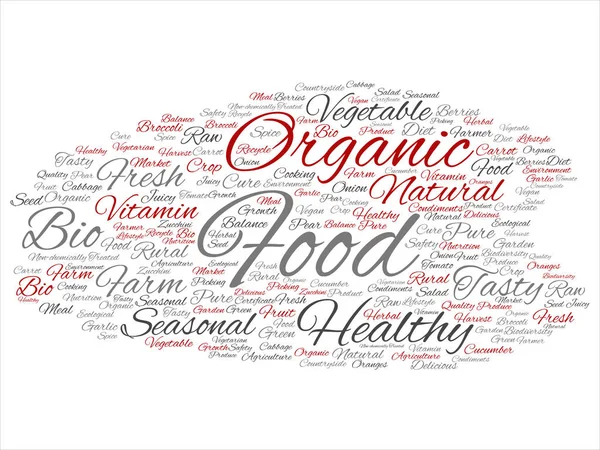 Organic food healthy bio vegetables abstract word cloud — Stock Vector