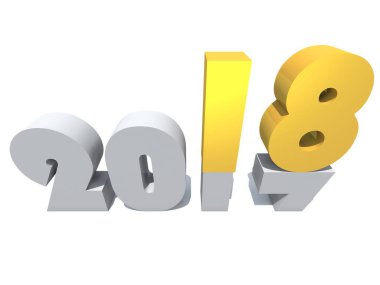 2018 beyaz ve sarı sembol beyaz arka plan üzerinde zaman kutlama sezon değiştirmek izole mutlu yeni yıl arifesi  