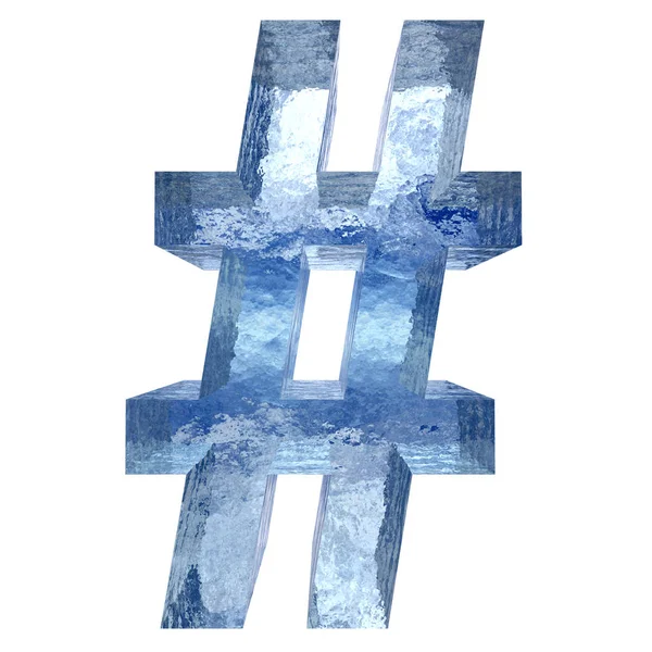 Fogalmi Dekoratív Kék Hűvös Kristály Fagyasztott Folyékony Octothorpe Szimbólum Téli — Stock Fotó