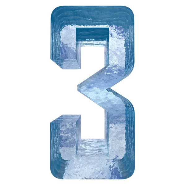 Cristal Frio Azul Decorativo Conceitual Número Líquido Congelado Fonte Estação — Fotografia de Stock