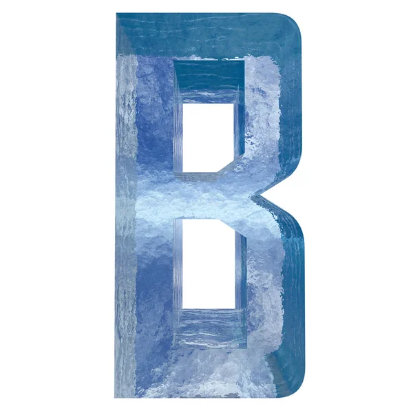 Conceptual Decorative Blue Cool Crystal Frozen Liquid Letter Winter Season — Stock Photo, Image