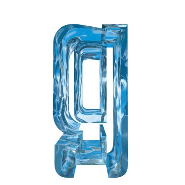 Kavramsal dekoratif mavi serin kristal donmuş sıvı mektup g, kış sezonu yazı tipi 