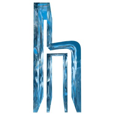 Kavramsal dekoratif mavi serin kristal donmuş sıvı mektup s, kış sezonu yazı tipi 