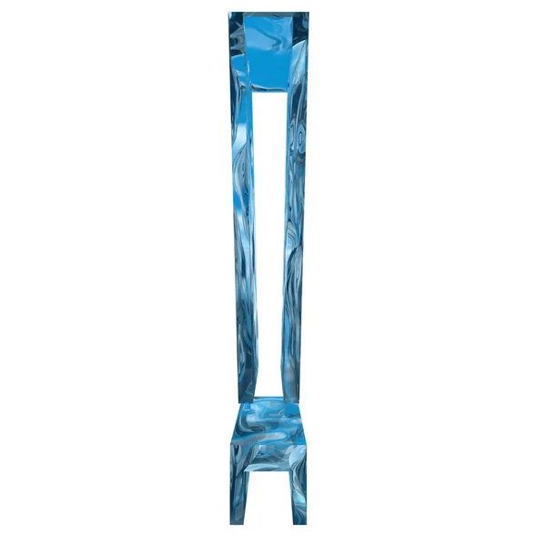 Concettuale Decorativo Blu Cristallo Freddo Congelato Liquido Simbolo Punto Esclamativo — Foto Stock