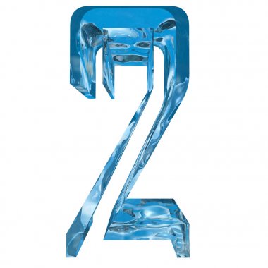 Kavramsal dekoratif mavi serin kristal donmuş sıvı numarası 2, kış sezonu yazı tipi 