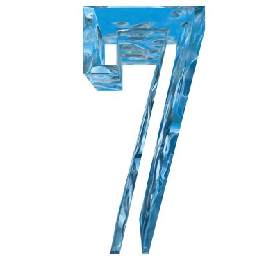 Kavramsal dekoratif mavi serin kristal donmuş sıvı numarası 7, kış sezonu yazı tipi 
