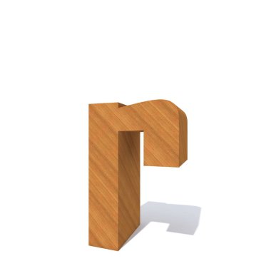 Mektup r beyaz arka plan üzerinde izole kavramsal ahşap kahverengi yazı tipi