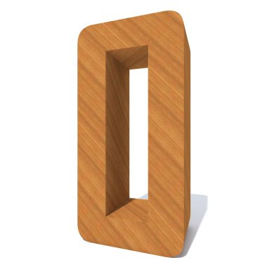 Sayının 0 beyaz arka plan üzerinde izole kavramsal ahşap kahverengi yazı tipi