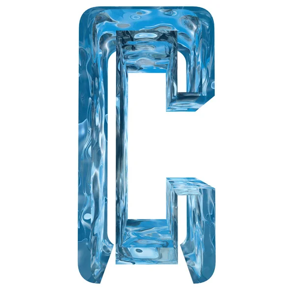 Conceptual Decorative Blue Cool Crystal Frozen Liquid Letter Winter Season — Stock Photo, Image