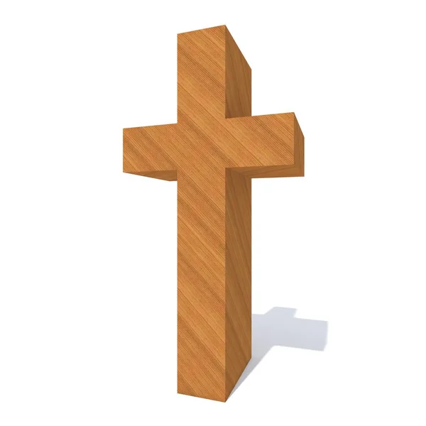 Konceptuální Dřevěný Hnědý Kříž Izolovaných Bílém Pozadí — Stock fotografie