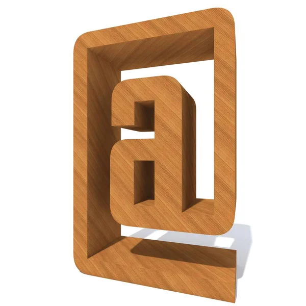 Conceptuele Houten Bruine Lettertype Van Ampersat Symbool Geïsoleerd Witte Achtergrond — Stockfoto