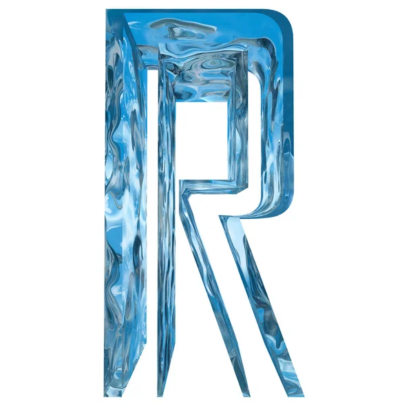 Cristal Fresco Azul Decorativo Conceptual Letra Líquida Congelada Fuente Temporada — Foto de Stock