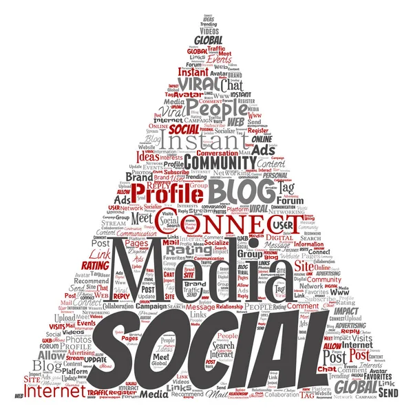 Kavramsal Sosyal Medya Üçgen Sözcüğü Bulut Vektör Illüstrasyon — Stok Vektör
