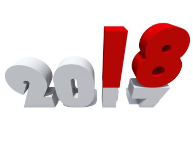 2018 beyaz ve kırmızı sembolü beyaz arka plan üzerinde zaman kutlama sezon değiştirmek izole mutlu yeni yıl arifesi  